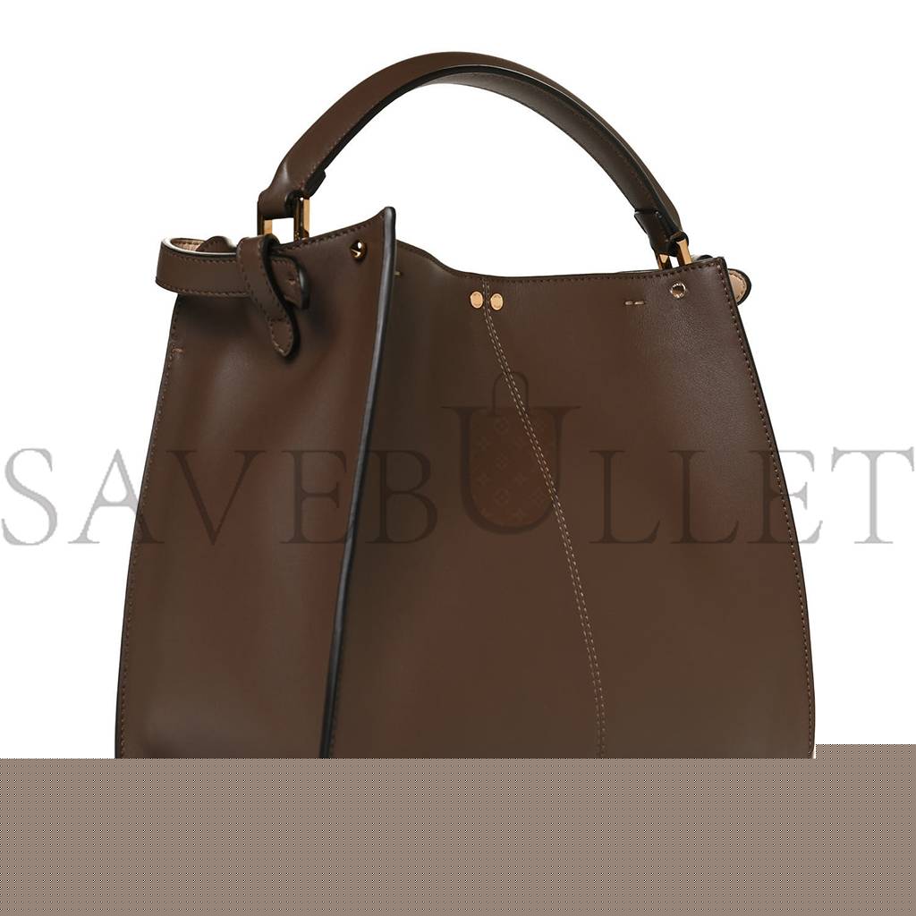 FENDI VITELLO SETA GLAZED FABRIC FF 1974 MEDIUM PEEKABOO X-LITE MAYA MOGANO PANNA (30*25*15cm)