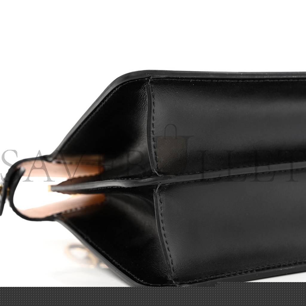 FENDI VITELLO KING LUXOR SHINY NAPPA MEDIUM PEEKABOO I SEE U EAST WEST SATCHEL BLACK LIGHT ROSE (29*18*11cm)